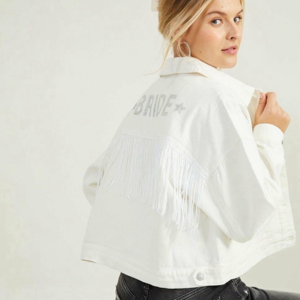 Altar'd State White Fringe Women's Jacket